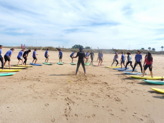  Warming up before entering the water 